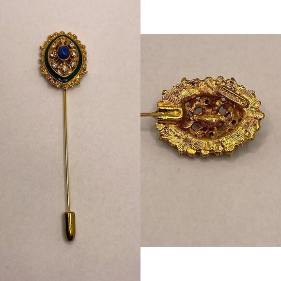 Vintage FLORENZA pin brooch lapiz stone - Picture 1 of 12
